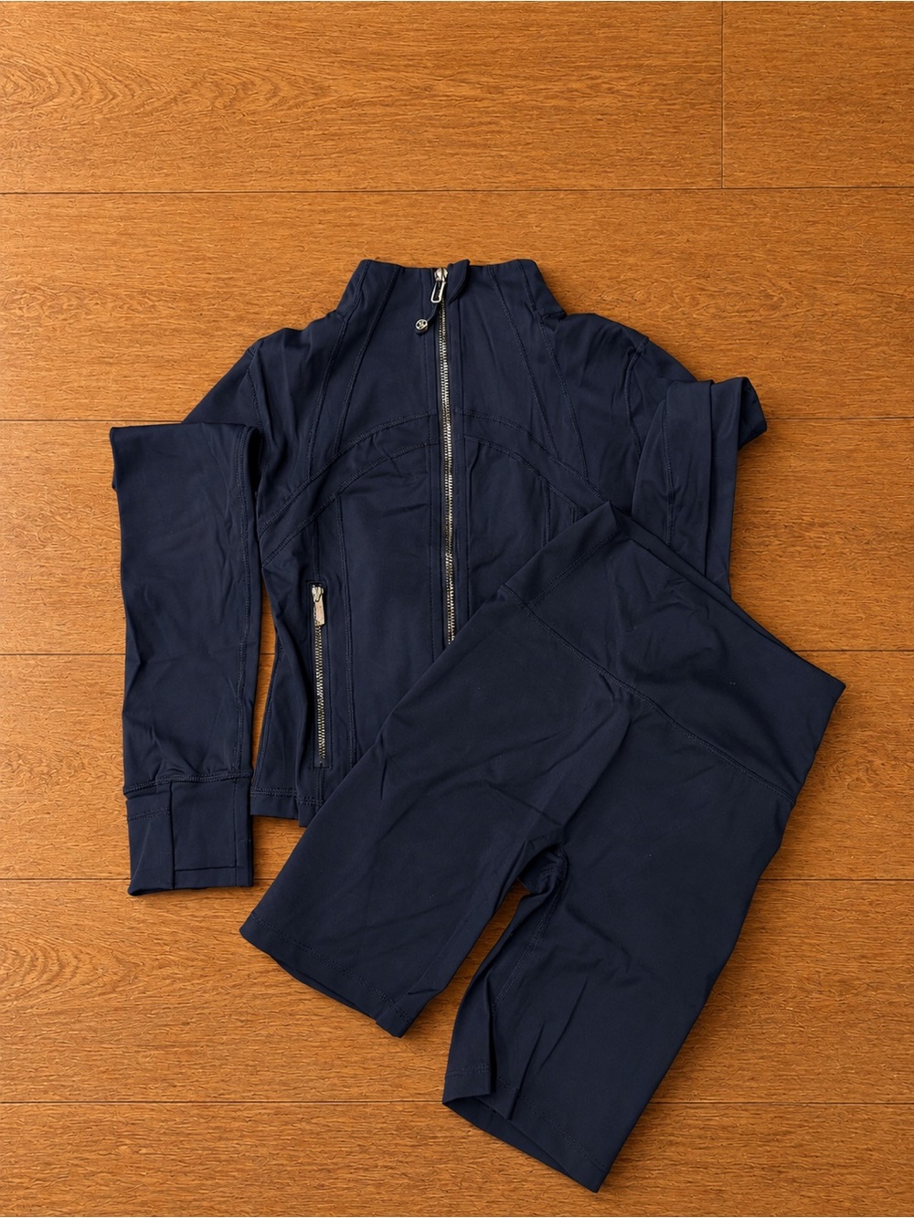 lululemon athletica Navy Athletic Jacket & High-Rise Bike Shorts Set